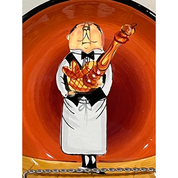 Certified International Tracy Flickinger Whimsical Waiter Bowl Bistro Chef Theme - Picture 3 of 14